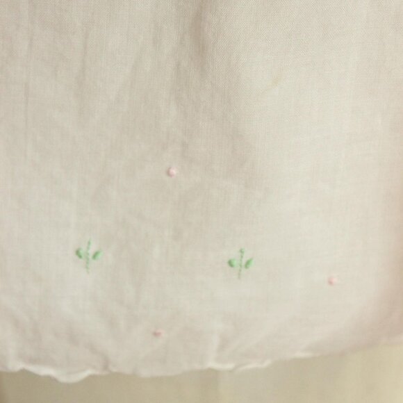 Vintage 1950s 1960s Baby Dress, Handmade Embroidered Pink Linen Little Girls - Picture 5 of 10